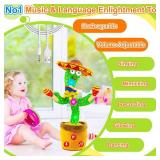 Vitosup Rechargeable Dancing Talking Cactus Toy w/Volume Adjustable, Cactus Baby Toy Repeat What You Say, Baby Toys for Boys Girls, Singing Mimicking Cactus Toy