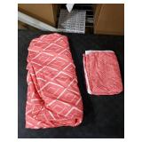 Ambesonne Geometric Fitted Sheet & Pillow Sham Set, Horizontal Diamond Line Pattern Design with Chevron Lines Tile Print, Decorative Printed 2 Piece Bedding Decor Set, Twin, Coral Cream Salmon