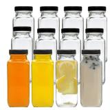 Accguan Vintage Water Bottles with Lids,8oz Reusable Glass Drinking bottles for Juicing,Hot Sauce,Kombucha,Ginger Jar,Potion,Oil,Milk Bottles,Whiskey,Portable Travel Bottle,Smoothies Bottles(12pack)