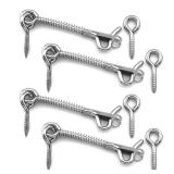 DGHAOP 4pcs Stainless Steel Spring Hook and Eye Safety Latch 3-inch Wire Gate Hook and Eye Latch