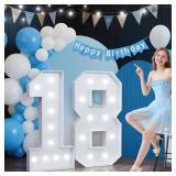 JoyMuse 4FT Marquee Numbers 18, Large Light Up Numbers for 18th Birthday Decorations for Girls Boys, Big Marquee Light Up Numbers Sign 18 for Birthday Anniversary Party Decorations