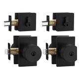 goldenwarm Black Exterior Door Knobs with Deadbolt, Square Keyed Alike Matte Black Exterior Door Lock Sets with Deadbolt, Heavy Duty Black Front Entry Door Locksets with Deadbolt(2 Pack)