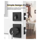 goldenwarm Black Exterior Door Knobs with Deadbolt, Square Keyed Alike Matte Black Exterior Door Lock Sets with Deadbolt, Heavy Duty Black Front Entry Door Locksets with Deadbolt(2 Pack)