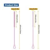 YOTIME Silicone Straw Cleaner Brush, 2Pcs Reusable Straw Brush Extra Long for Cleaning Tumbler with Handle and Glass Metal Smoothie Straws, Non-slip Handle Soft and Bendable, 6mm+9mm, Pink