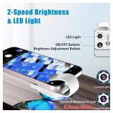 200X Phone Mini Pocket Microscope with LED Light/Universal Clip, Nano Zoom Portable Digital Microscope Camera Attachments for 99% Smartphone, Microworld for Kids Adults (White 200X with CPL)