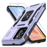 DEERLAMN Case for Samsung Galaxy S25 6.2-Inch with Slide Camera Cover+Screen Protector (1 Pack), Rotated Ring Kickstand Military Grade Shockproof Protective Cover-Light Purple