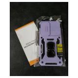 DEERLAMN Case for Samsung Galaxy S25 6.2-Inch with Slide Camera Cover+Screen Protector (1 Pack), Rotated Ring Kickstand Military Grade Shockproof Protective Cover-Light Purple