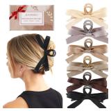 Auseibeely 6 PCS Silky Satin Bow Hair Clips, Non-Slip Clips for Thin and Thick Hair, Bows for Women, Girls, Weddings, and Bridesmaids