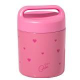 Paris Hilton Stainless Steel Food Jar, Double Wall Vacuum Sealed Insulated Food Storage Container with Carry Handle Lid, 12-Ounce, Pink with Heart Design