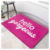 Nymphia Pink Bathroom Rugs Hello Gorgeous Bath Mat for Non Slip Soft Cute Bath Rug Preppy Bathroom Decor, 20x32 Inch, Hot Pink