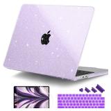 DONGKE Compatible with MacBook Air 13.6 inch Case M4 M3 M2 2025 2024 2023 2022 A3240 A3113 A2681, Glitter Bling Plastic Hard Shell & Keyboard Cover for MacBook Air M4 13 inch Case, Star Purple