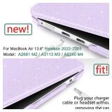DONGKE Compatible with MacBook Air 13.6 inch Case M4 M3 M2 2025 2024 2023 2022 A3240 A3113 A2681, Glitter Bling Plastic Hard Shell & Keyboard Cover for MacBook Air M4 13 inch Case, Star Purple