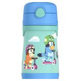 Thermos Baby 10 oz. Stainless Steel Bottle with pop-up straw, Bluey