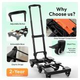 Voipvvii Folding Hand Truck 500lbs, Portable Heavy Duty Dolly Cart, 6 Wheels Collapsible Luggage Cart with 2 Elastic Ropes - Compact Trolley Cart for Easy Moving - Ideal Hand Cart for Travel and More