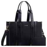 LOVEVOOK laptop bag for women 15.6 inch large Lightweight canvas work tote bags with Clutch Purse water resistant computer bags for laptops for women Business Office Travel college Casual, black