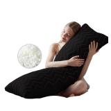 DOWNCOOL Quilted Memory Foam Body Pillow - Large Full Body Pillows for Adults - Soft Long Bed Pillows for Side Sleepers - 20x54 inch (Black)