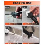 Saker Silicone Caulking Tools-3 in 1 Sealant Finishing Tool Grout Remove Scraper (Stainless Steelhead),Caulk Remover Glass Glue Angle Scraper for Bathroom,Kitchen,Floor,Window,Sink Joint,Frames Seal