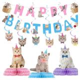 16pcs Cat Birthday Party Supplies