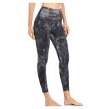 HeyNuts Essential 7/8 Leggings High Waisted Yoga Pants for Women, Soft Workout Pants Compression Leggings with Inner Pockets Tie Dye Coal Black_25