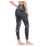 HeyNuts Essential 7/8 Leggings High Waisted Yoga Pants for Women, Soft Workout Pants Compression Leggings with Inner Pockets Tie Dye Coal Black_25