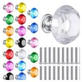 Qunclay 20 Pieces Crystal Cabinet Knobs 30 mm Drawer Pulls Colorful Dresser Knobs Crystal Diamond Shape Dresser Handles for Furniture Office Kitchen Bathroom(Mixed Colors) (Missing 3)