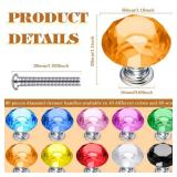 Qunclay 20 Pieces Crystal Cabinet Knobs 30 mm Drawer Pulls Colorful Dresser Knobs Crystal Diamond Shape Dresser Handles for Furniture Office Kitchen Bathroom(Mixed Colors) (Missing 3)