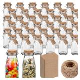 (UNUSED) 48 Pcs 3.4 oz Mini Yogurt Jars Small Glass Bottles with Cork Lids Mini Milk Potion Bottles Glass Pudding Jars for Party Favors Wedding Decor DIY Gift Baby Shower