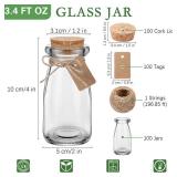 (UNUSED) 48 Pcs 3.4 oz Mini Yogurt Jars Small Glass Bottles with Cork Lids Mini Milk Potion Bottles Glass Pudding Jars for Party Favors Wedding Decor DIY Gift Baby Shower