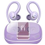 (UNUSED) Headphones Wireless Earbuds Sport, Bluetooth 5.3 Over Ear Buds Stereo Deep Bass Headset with Earhooks, 48H Wireless Earphones with HD Mic, IP7 Waterproof Earbud for Sports/Running/Workout Pur