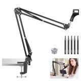 Neewer Microphone Arm Stand, Suspension Boom Scissor Mic Arm Stand with 3/8 to 5/8 Screw and Cable Ties Compatible with Blue Yeti, Snowball, Yeti X, Quadcast and Other Mics, Max Load 1.5kg