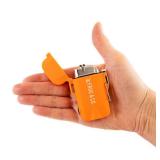 Survival Frog Tough Electric Lighter 2.0 - Waterproof & Windproof Lighters - Flameless Top-Facing Dual Arc Plasma, USB Rechargeable w/Built-in Flashlight, Camping, Survival Fire Starter (Orange)