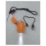 Survival Frog Tough Electric Lighter 2.0 - Waterproof & Windproof Lighters - Flameless Top-Facing Dual Arc Plasma, USB Rechargeable w/Built-in Flashlight, Camping, Survival Fire Starter (Orange)