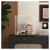 FACTORY SEALED - LASOA Acrylic Display Case  Small Display Box for Collectibles, Figures, Memorabilia, Clear Showcase with Black Base, Self-Assembly Display Container, 4x4x4inch