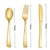 FACTORY SEALED - N9R 60pcs Gold Plastic Silverware - Gold Plastic Cutlery Set Disposable Flatware Dinnerware -30 Forks, 15 Spoons, 15 Knives for Party, Thanksgiving, Christmas