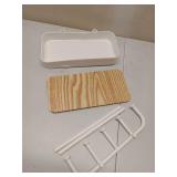 BXDOW Jewelry Organizer Stand, Necklaces Holder with Wooden Tray, Necklace Display Stand Jewelry Storage Hooks for Necklace, Bracelets, Earrings, Ring, Keys, Watches (White)