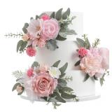 FACTORY SEALED - Serra Flora 3Pcs Pre-made Silk Flowers Cake Topper Wedding Artificial Flowers Decor Blusher Pink Flowers Cake Decorations for Girl Sweet Weddings Boho Party Supplies.