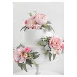 FACTORY SEALED - Serra Flora 3Pcs Pre-made Silk Flowers Cake Topper Wedding Artificial Flowers Decor Blusher Pink Flowers Cake Decorations for Girl Sweet Weddings Boho Party Supplies.