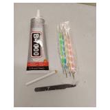 B7000 Adhesive Rhinestones Glue for Crafts, 2PCS 110ml / 3.7 fl oz with 5 Dotting Pen Tool, Wax Pencil and Tweezer, Jewelry Glue for DIY Craft, Makeup, Shoes, Jewelry Making, Nail Art