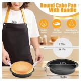 FACTORY SEALED - tutikuki 8" Round Cake Pan 3PCS Nonstick Cake Pans with 100 PCS Parchment Paper Carbon Steel Cake Baking Pans with Handle Dishwasher Safe