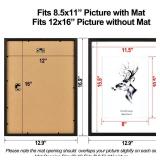 FACTORY SEALED - Yaetm 12x16 Black Wood Picture Frame With Mat for 8.5x11 Set of 2, Solid Wood Poster Frame 12 by 16 inches, Wall Gallery Photo Frames for Wall Mounted (2 pack, Black)