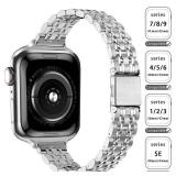 QUNDAXI Slim Watch Band Compatible with Apple Watch 41mm 45mm 42mm 44mm 40mm 38mm Metal stainless steel Watchband suitable for iWatch 87654321SE series Women Luxury strap (38mm 40mm 41mm,