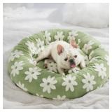 FACTORY SEALED - Lesure Donut Dog Bed Cover Medium Washable Replacement Cover Jacquard Shaggy Plush for Cute Pet Cat Mat 30x30x8 Inches, Swamp Green