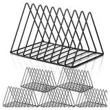 FACTORY SEALED - Shimeyao 6 Pieces Magazine Holder Triangle File Holder Book Record Metal Vinyl Record Storage Magazine Rack Multifunction Triangle File Organizer Sorter for Decor Home Office (Black)
