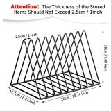 FACTORY SEALED - Shimeyao 6 Pieces Magazine Holder Triangle File Holder Book Record Metal Vinyl Record Storage Magazine Rack Multifunction Triangle File Organizer Sorter for Decor Home Office (Black)