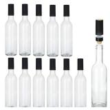 FACTORY SEALED - Encheng 12 oz Glass Bottles With Cork Lids,Home Brewing Juicing Bottles With Caps Shrink Capsules,Clear Wine Making Bottle For Sparkling Wine,Kefir,Food Storage,Leak Proof,Dishware Sa