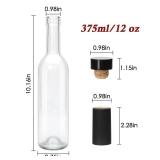 FACTORY SEALED - Encheng 12 oz Glass Bottles With Cork Lids,Home Brewing Juicing Bottles With Caps Shrink Capsules,Clear Wine Making Bottle For Sparkling Wine,Kefir,Food Storage,Leak Proof,Dishware Sa