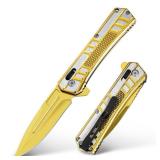 (UNUSED) COLDOWN EDC Pocket Knife, Tactical Folding Knife with Crossbar Lock, Belt Clip, Camping Knife with 3.7 inch Sharp Blade, Flip Open EDC Knives, Cool Gadgets Gifts for Men Women Survival Hiking