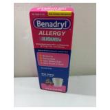 FACTORY SEALED - Benadryl Allergy Relief Liquid Medicine, Allergy Liquid for Adults with Diphenhydramine HCl Antihistamine for Relief for Symptoms Due to Hay Fever, Alcohol-Free, Wild Cherry, 4 fl. oz