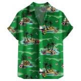 (UNUSED) Vzteek Mens-Hawaiian-Shirts-Short-Sleeve,Tropical Casual Button Down Shirts, Beach Holiday Summer Printed Shirts for Men(Green Palm, X-Large)
