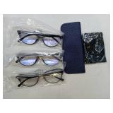 (UNUSED) 3 Pack Cat Eye Reading Glasses for Women, Blue Light Blocking Readers Flash Drill Reading Glasses with Spring Hinge (Black/Blue/Brown, 1, x)